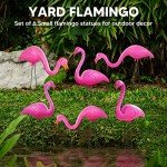 Set of 6 Pink Flamingo Yard Stakes