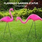 Set of 6 Pink Flamingo Yard Stakes