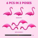 Set of 6 Pink Flamingo Yard Stakes