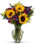 Flowering Fields Bouquet with Glass Vase Gift