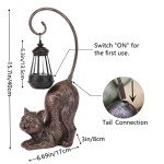 Solar-Powered Cat Figurine for Garden Decor