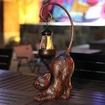 Solar-Powered Cat Figurine for Garden Decor