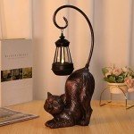 Solar-Powered Cat Figurine for Garden Decor