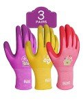 3 Pairs Women's Rubber Coated Gardening Gloves