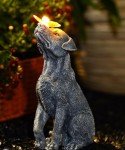 Solar Garden Dog Figurine with Butterfly Decoration