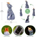 Solar Garden Dog Figurine with Butterfly Decoration