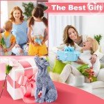 Solar Garden Dog Figurine with Butterfly Decoration