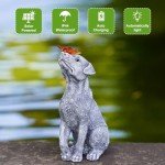 Solar Garden Dog Figurine with Butterfly Decoration