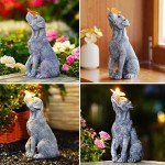 Solar Garden Dog Figurine with Butterfly Decoration