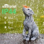 Solar Garden Dog Figurine with Butterfly Decoration