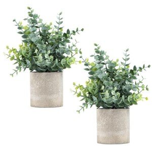 2 Pack Small Eucalyptus Potted Fake Plants