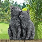Black Cat Garden Statue - Cute Kitten Figurine