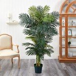 6.5FT Artificial Golden Cane Palm Tree with Planter