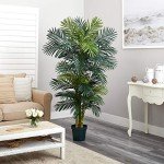 6.5FT Artificial Golden Cane Palm Tree with Planter