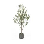 5FT Faux Olive Tree with Gray Planter