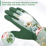 Durable Women's Long Gardening Gloves - Green Print