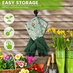 Durable Women's Long Gardening Gloves - Green Print