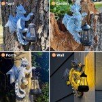 Dragon Tree Hugger with Solar Lantern Statue