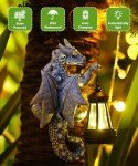 Dragon Tree Hugger with Solar Lantern Statue