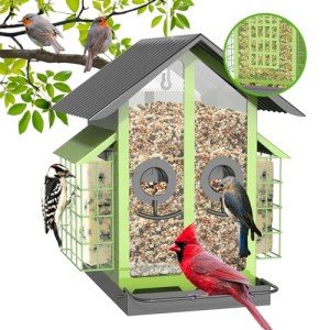 Metal Bird Feeder with Suet Cage and Roof