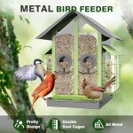 Metal Bird Feeder with Suet Cage and Roof