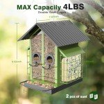 Metal Bird Feeder with Suet Cage and Roof