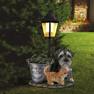 POTEY Solar Garden Statues with Flowerpot Lights
