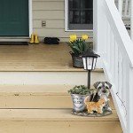 POTEY Solar Garden Statues with Flowerpot Lights