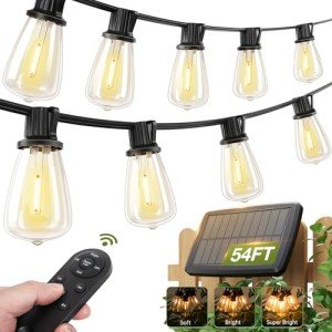 Addlon 54FT Solar String Lights with Remote & USB