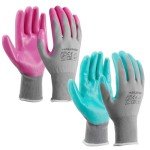 6 Pairs Women’s Nitrile Garden Gloves - Pink & Green