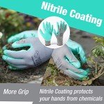 6 Pairs Women’s Nitrile Garden Gloves - Pink & Green