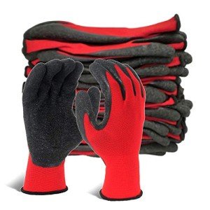 Evridwear Latex Coated Safety Work Gloves - 12 Pairs