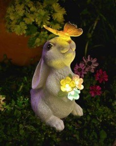 Solar Rabbit Garden Statue with LED Light