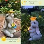 Solar Rabbit Garden Statue with LED Light