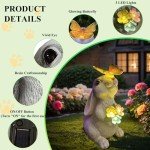 Solar Rabbit Garden Statue with LED Light