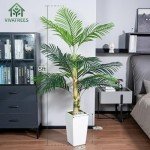 5FT Golden Cane Palm Tree with White Planter