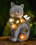 Solar Cat Figurine Garden Light for Outdoor Decor