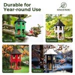 Kingsyard Metal Bird Feeder for Outdoor Hanging, Wild Bird Feeders with Circular Perch, Easy to Clean & Refill, 4 lbs Large Seed Capacity, Red