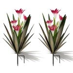 Homight Metal Agave Plant Outdoor Decoration Outdoor Garden Decoration Lily Mexican Yard Art Plant Garden Agave Lily Decorative Garden Gift… (2 Big Red Lilies)