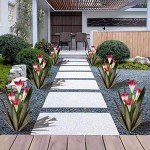 Homight Metal Agave Plant Outdoor Decoration Outdoor Garden Decoration Lily Mexican Yard Art Plant Garden Agave Lily Decorative Garden Gift… (2 Big Red Lilies)