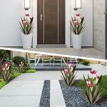 Homight Metal Agave Plant Outdoor Decoration Outdoor Garden Decoration Lily Mexican Yard Art Plant Garden Agave Lily Decorative Garden Gift… (2 Big Red Lilies)