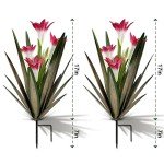 Homight Metal Agave Plant Outdoor Decoration Outdoor Garden Decoration Lily Mexican Yard Art Plant Garden Agave Lily Decorative Garden Gift… (2 Big Red Lilies)