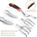 Garden Tools Set, 8 Piece Gardening Tools Set with Non Slip Ergonomic Handle, Heavy Duty Garden Tool Set with Storage Bag, Gardening Kit for Women, Gardening Hand Tools Gift for Women and Men, Orange