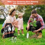 Garden Tools Set, 8 Piece Gardening Tools Set with Non Slip Ergonomic Handle, Heavy Duty Garden Tool Set with Storage Bag, Gardening Kit for Women, Gardening Hand Tools Gift for Women and Men, Orange