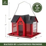 Kingsyard Bird Feeder House for Outside, Metal Mesh Wild Bird Feeder with Triple Feeders for Finch Cardinal Chickadee, Large Capacity, Weatherproof and Durable, Red