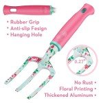 Gardening Tools, 8 Pcs Heavy Duty Floral Garden Tool Set Birthday Gifts for Women WANCHI Rose Red Gardening Kit (Garden Tool Bag Kneeling Pad Weeder Fork Hand Rake Pruning Shears Trowel Transplanter)