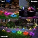 Priddop Solar Lights Outdoor Pathway Lights 8 Pack LED Waterproof Color Changing Mushroom for Garden Landscape Path Lawn Yard Decor