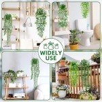 Artificial Hanging Plants for Shelf, 4 Pack Fake Potted Greenery Faux Eucalyptus Vine, Mandala Vine, String of Pearls,Pea pod Leaves in Pot for Office Living Room Bathroom Indoor Outdoor Décor