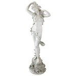 Design Toscano Spring Awakening Classic Woman Garden Statue, 14 inches wide, 40 inches tall, Cast Stone Resin, Antique Stone Finish