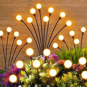 Solar Lights Outdoor Garden Decor: 4 Pack 32 LED Firefly Solar Outdoor Lights - Waterproof Solar Lights for Outside Yard Pathway Landscape Patio Decorations - Solar Powered Swaying Light Sway by Wind